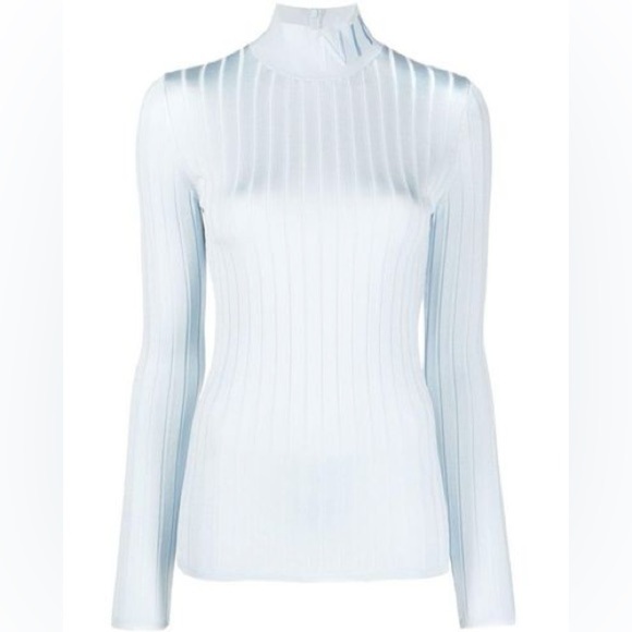 NWT NINA RICCI Blue Embroidered Turtleneck - XS - Picture 1 of 5